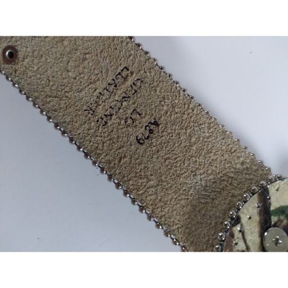 Unbranded Leather Belt Multicolored Rhinestones Bling Disco Cowgirl Sz L 36" - Picture 4 of 5